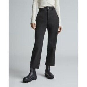 EVERLANE Organic Straight Leg Pants Black High Rise Cotton Elastane Size 4